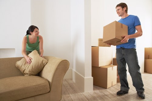 Boxes and packed belongings ready for a student move in Hampstead